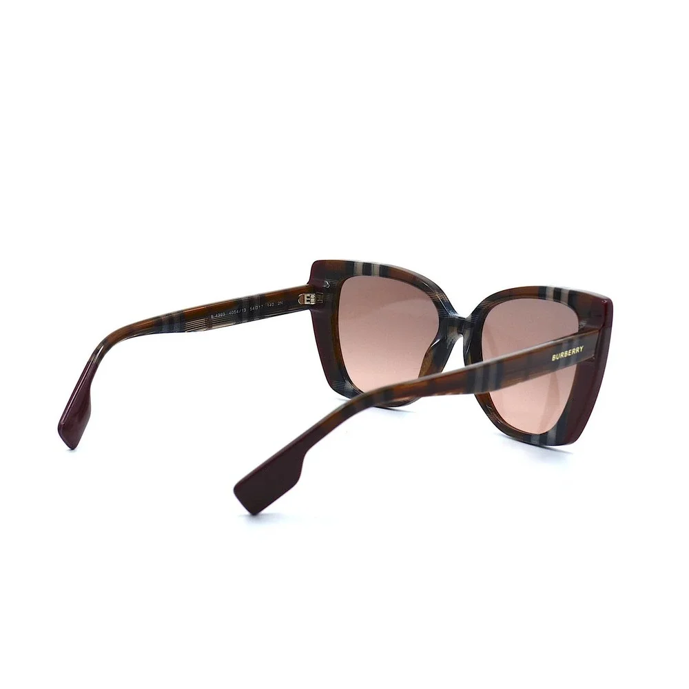 BURBERRY MERYL BE4393 CHECK BROWN BORDEAUX PINK GRADIENT SUNGLASSES - Picture 5 of 10